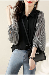 Sleeve Striped Elegant Blouse Shirt
